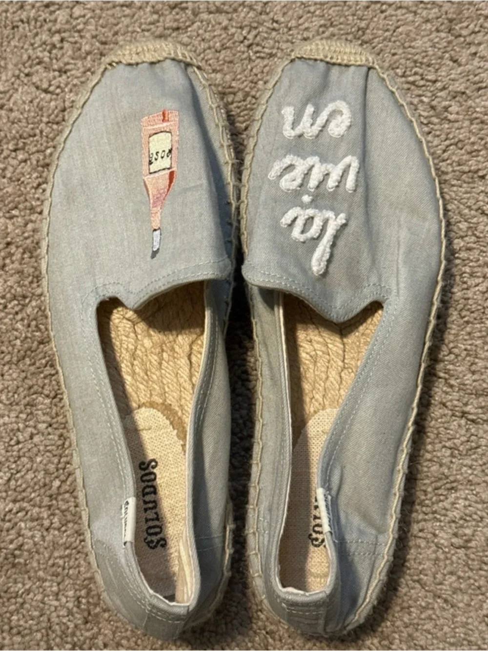Soludos Pale Blue Embroidered Bottle Espadrille Flats
